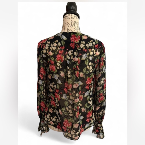 NICHOLAS Navy Blue Floral Sheer Blouse - Picture 3 of 6